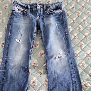 Vigoss Women's Distressed Straight Leg Jeans - Blue